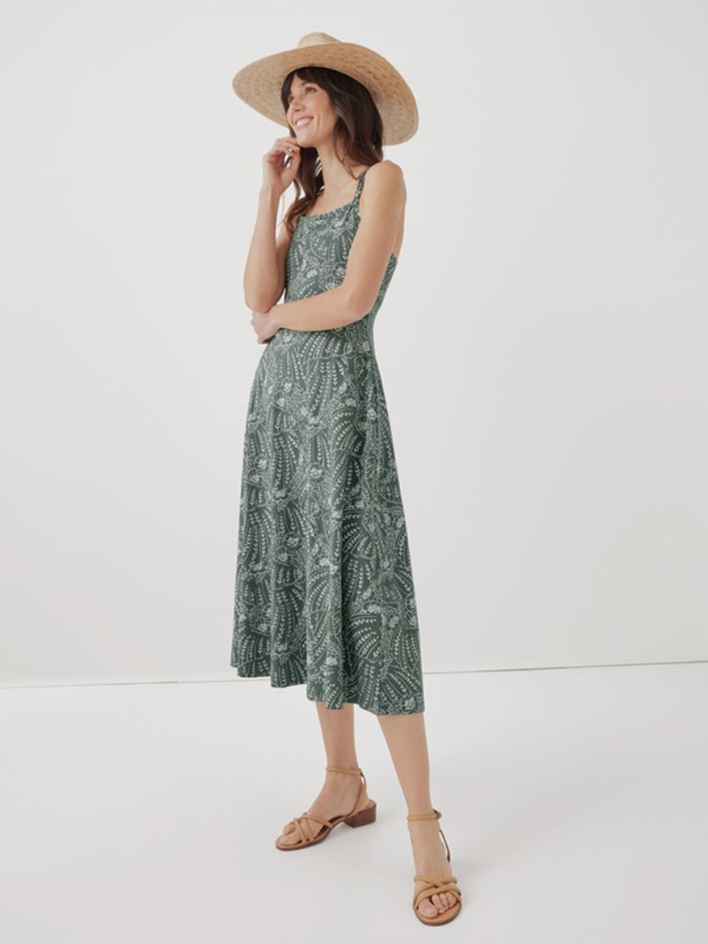 Pact Vintage Garden Fit & Flare Midi Dress